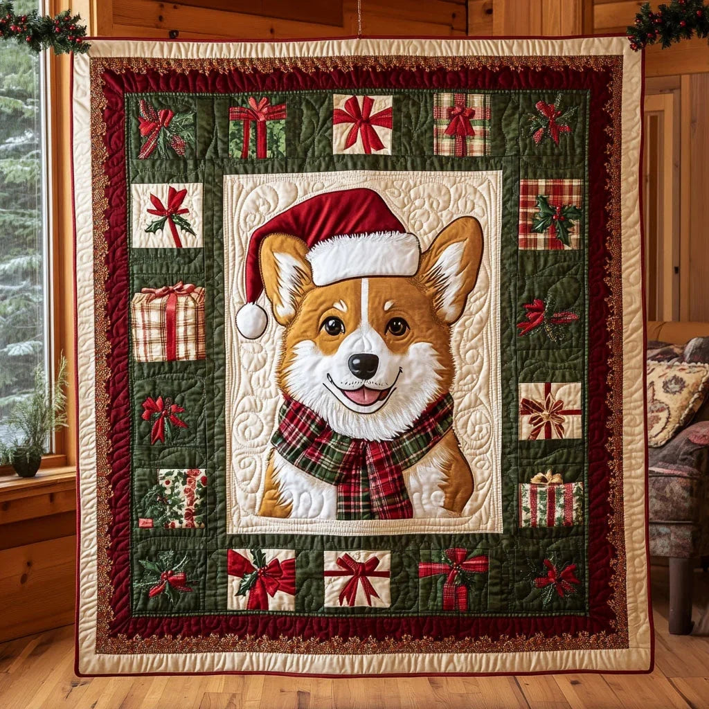 Corgi Present Quilt Blanket