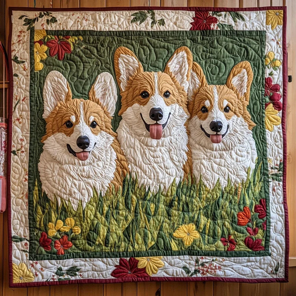 Corgi Trio Quilt Blanket