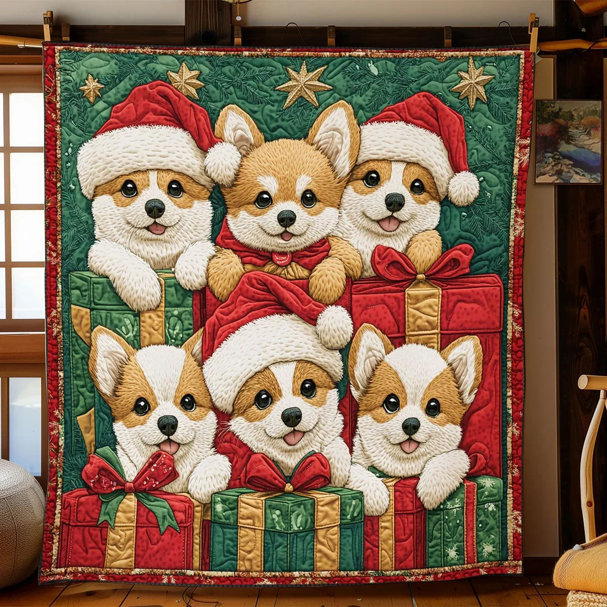 Corgis Christmas Quilt Blanket