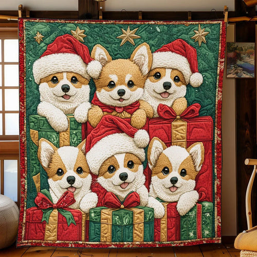 Corgis Christmas Quilt Blanket