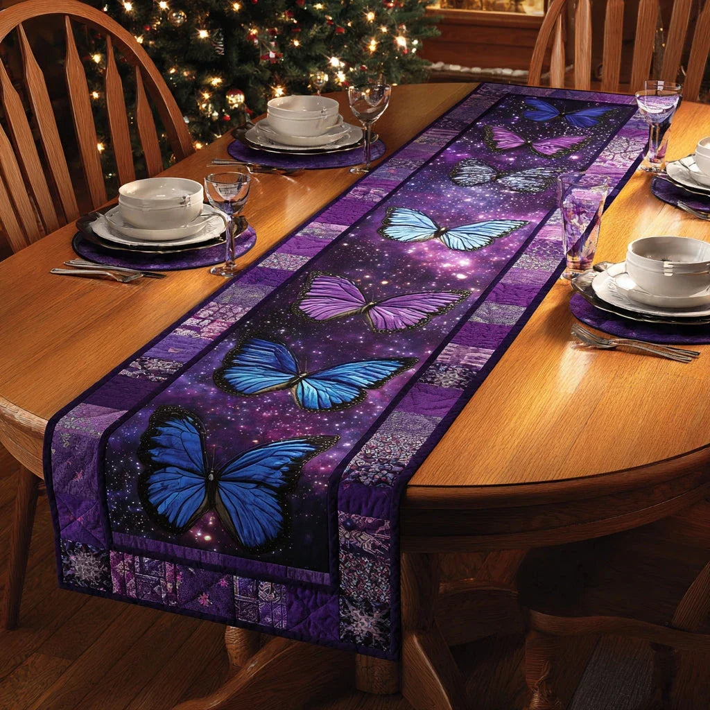Cosmic Butterfly Quilted Table Runner