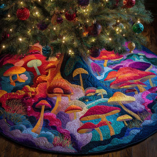 Cosmic Fungi Dance Quilted Tree Skirt
