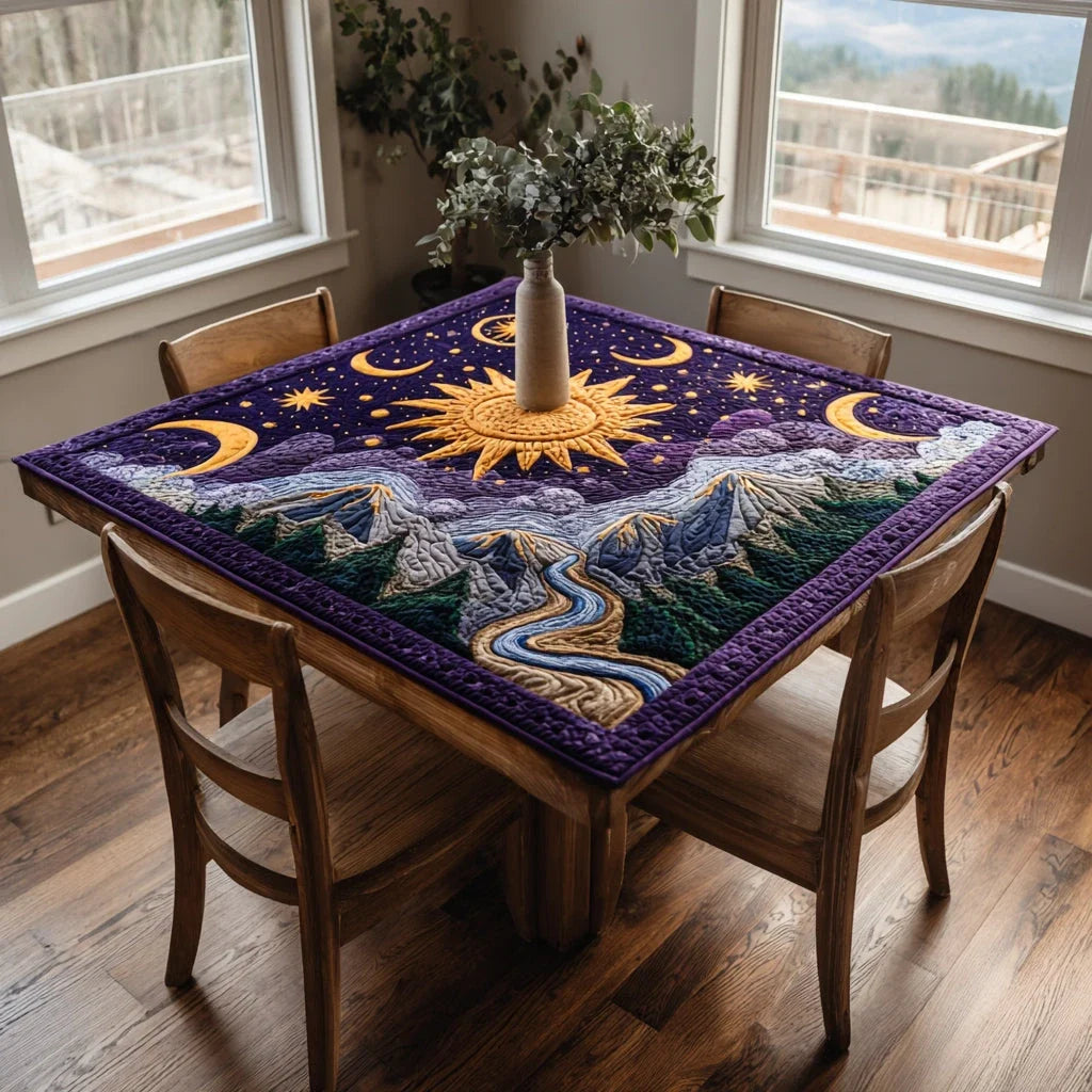 Cosmic Sun River Quilted Table Topper