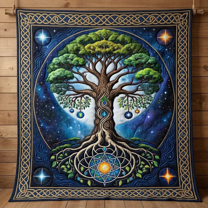 Cosmic Tree Quilt Blanket - Quilted Blanket by Wild and Way