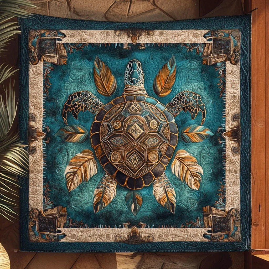 Cosmic Turtle Quilt Blanket