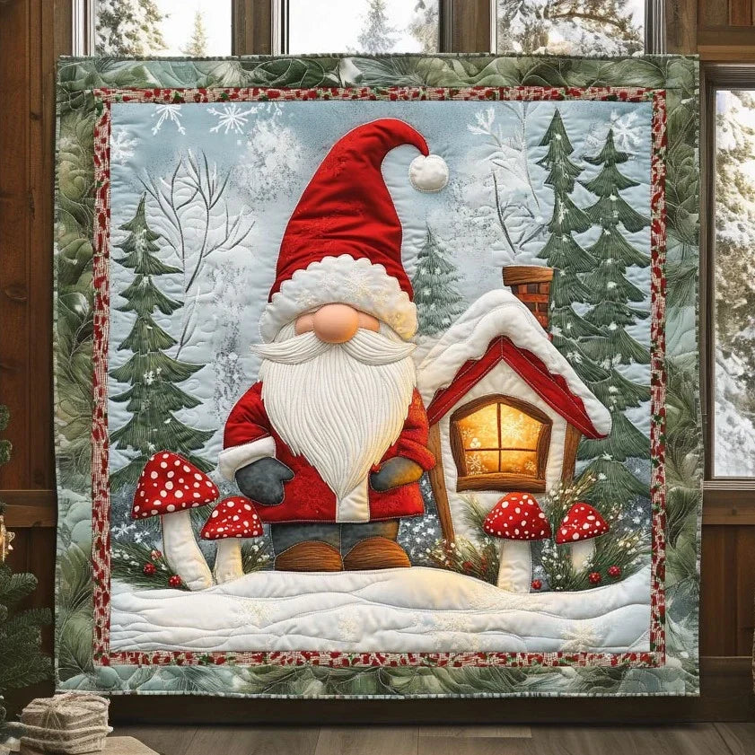 Cottage Light Gnome Quilt Blanket