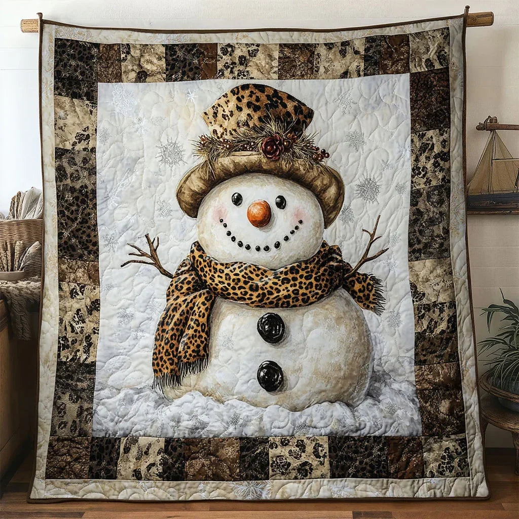 Country Cabin Snowman Quilt Blanket