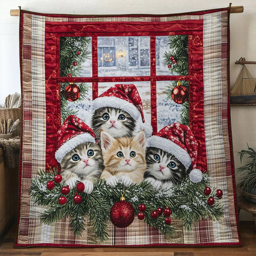 Country Christmas Cat Quilt Blanket