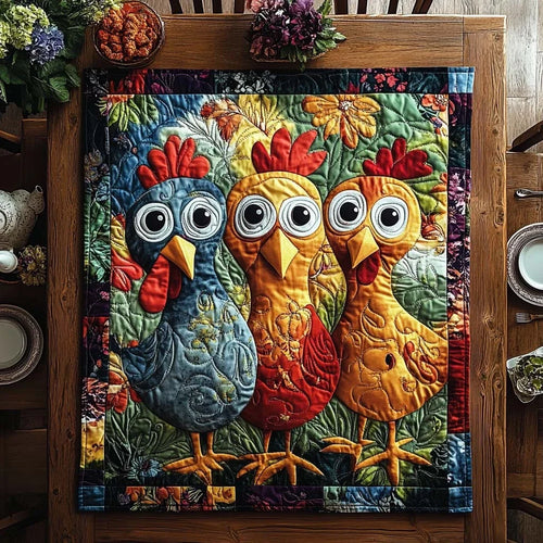 Country Cluck Quilted Table Topper