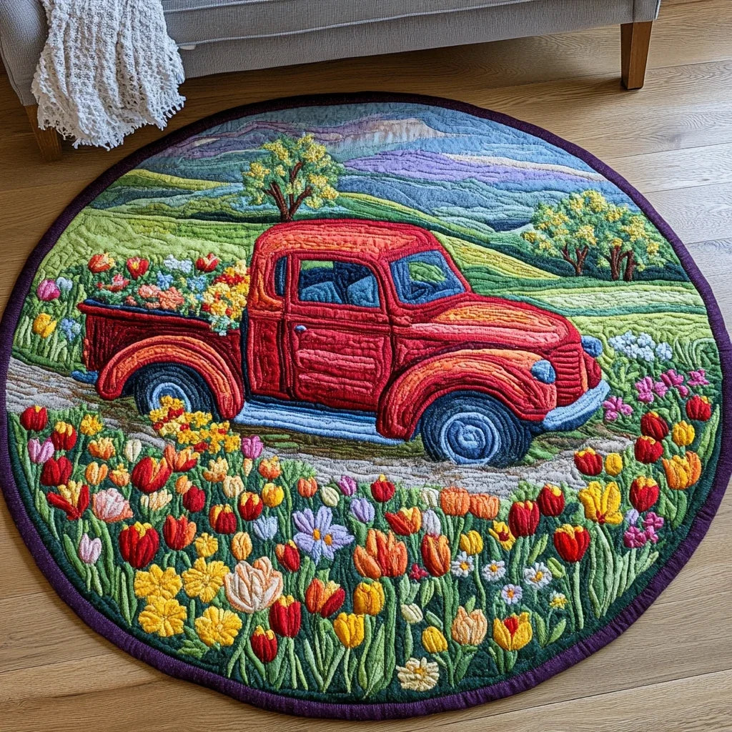 Country Garden Ride Quilted Round Mat