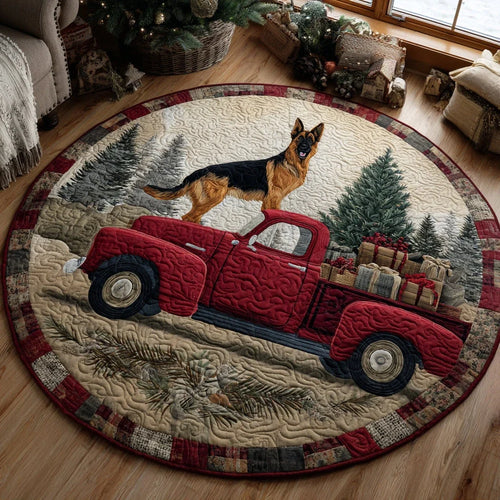 Country German Shepherd Heart Quilted Round Mat