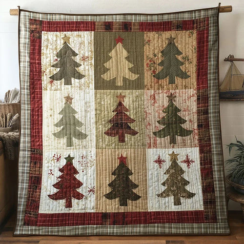Country Glow Christmas Tree Quilt Blanket