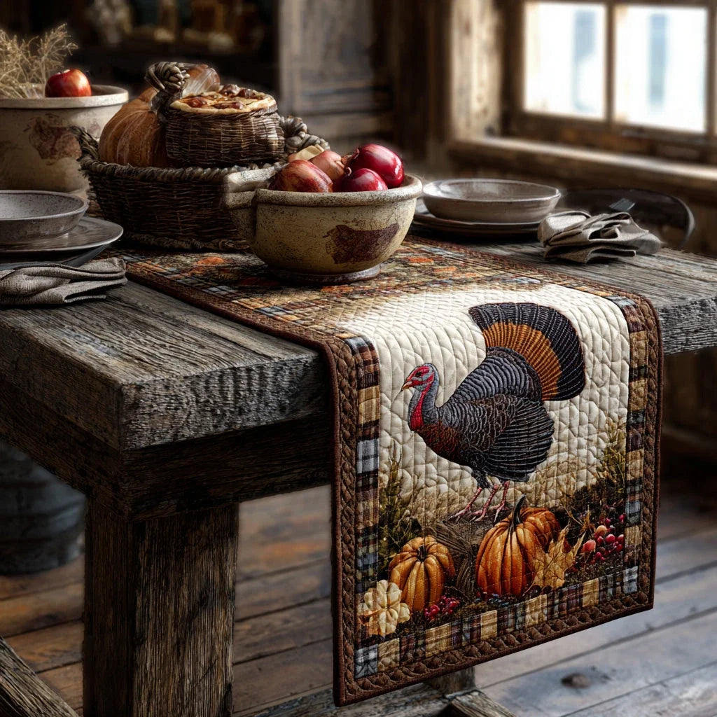 Country Harvest Turkey Quilted Table Runner