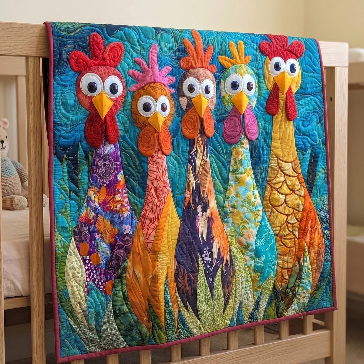 Country Hen Quilt Blanket - Quilted Blanket by Wild and Way