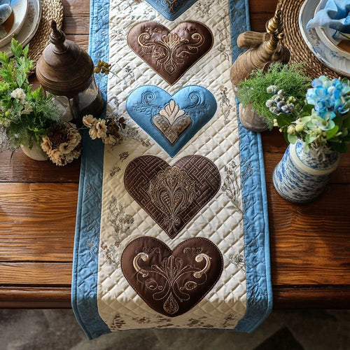 Country Keepsake Hearts Quilted Table Runner