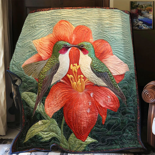 Couple Hummingbird Quilt Blanket