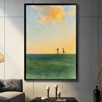Romantic Sunset Couple Running Canvas Wall Art