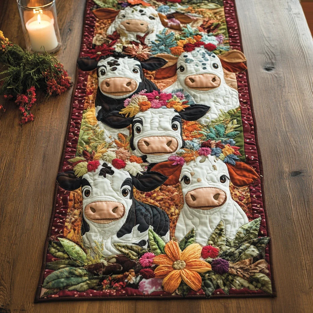 Cow Charm Quilted Table Runner