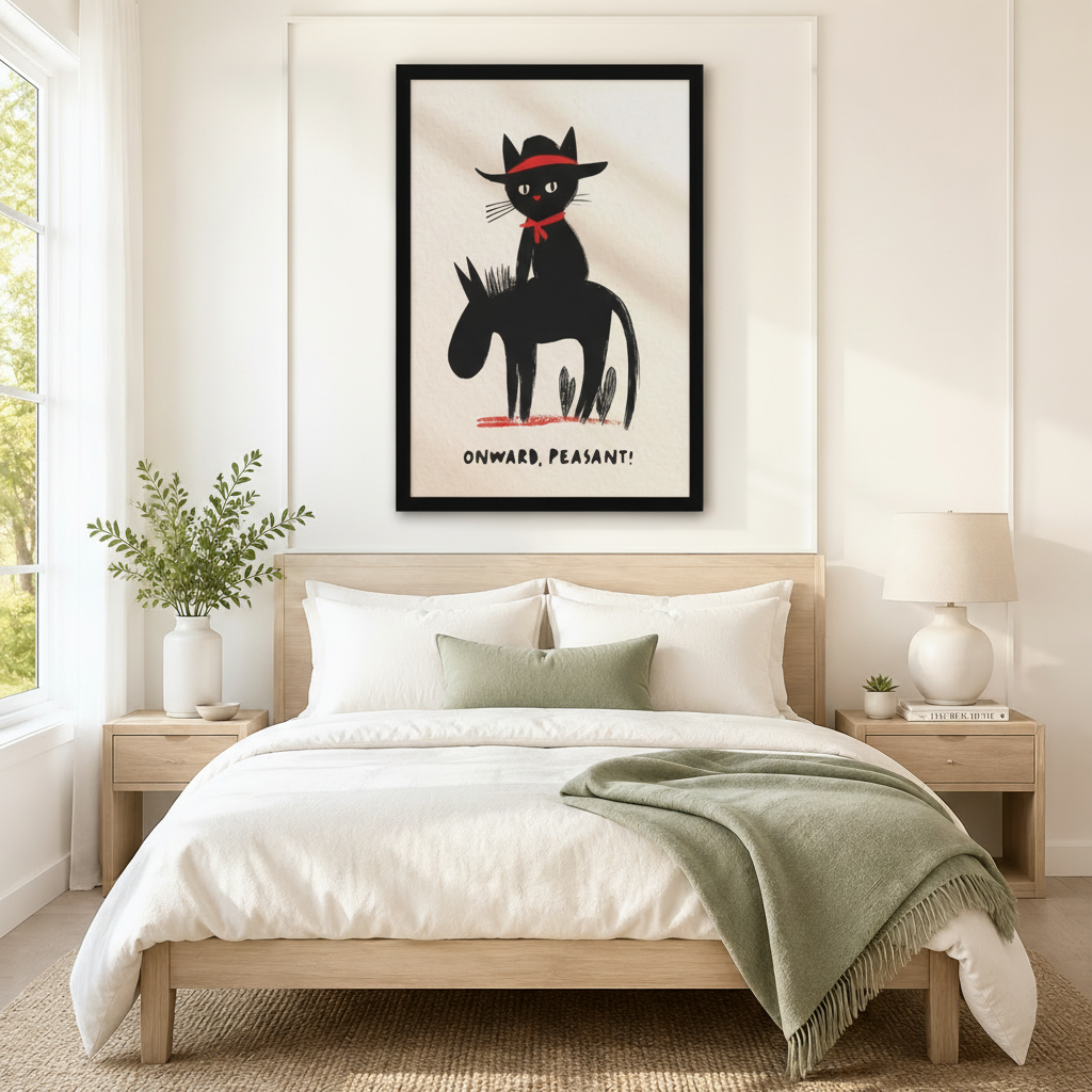 Onward Peasant Funny Cat Canvas Wall Art