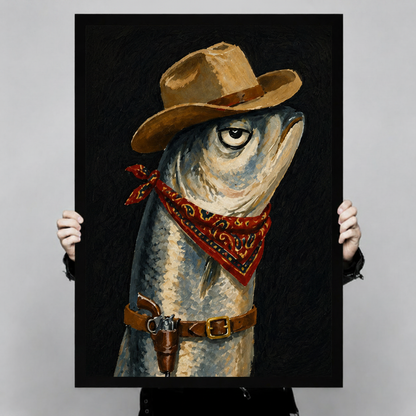 Cowboy Fish Outlaw Canvas Wall Art