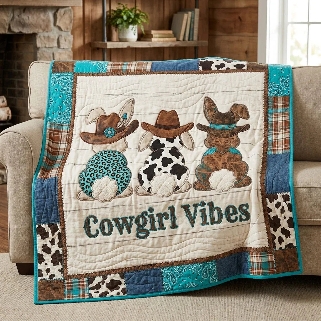 Cowgirl Vibes Bunny Quilt Blanket