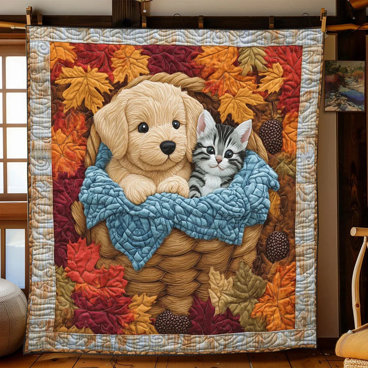 Cozy Autumn Pet Quilt Blanket