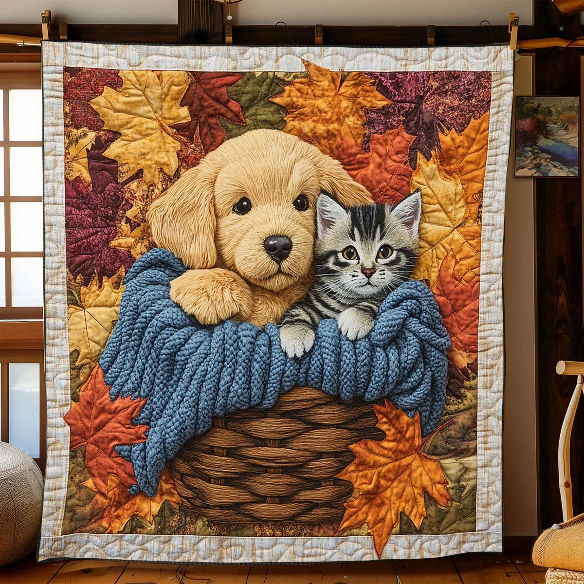 Cozy Autumn Pet Quilt Blanket