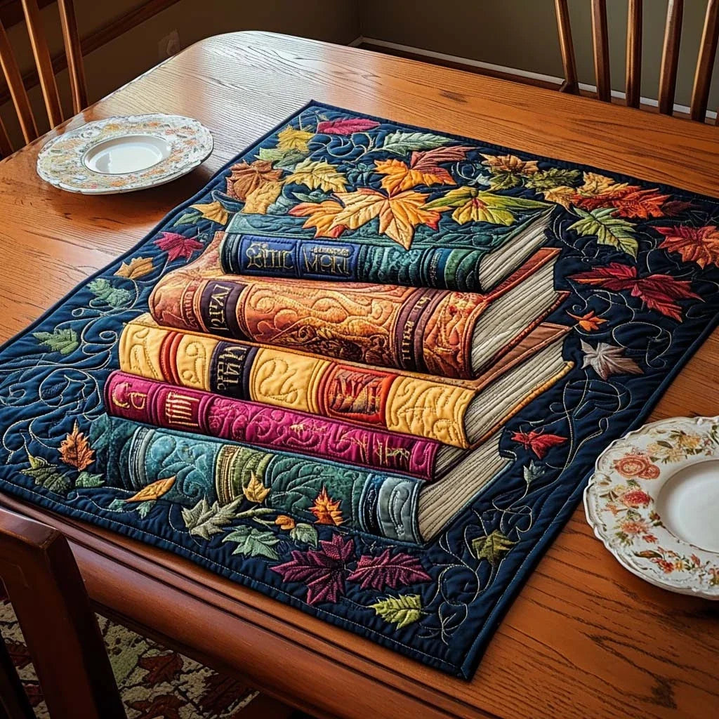 Cozy Book Nook Quilted Table Topper
