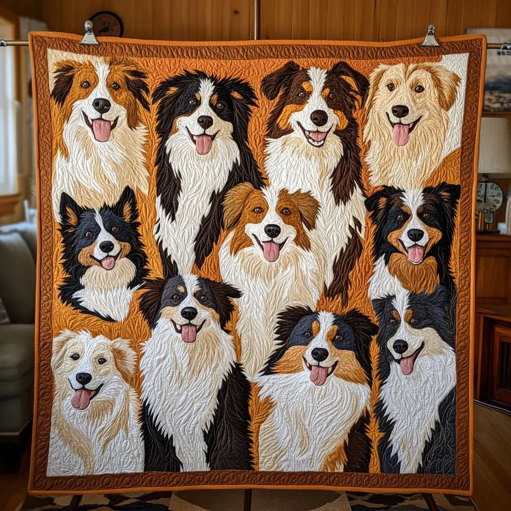 Cozy Border Collie Quilt Blanket