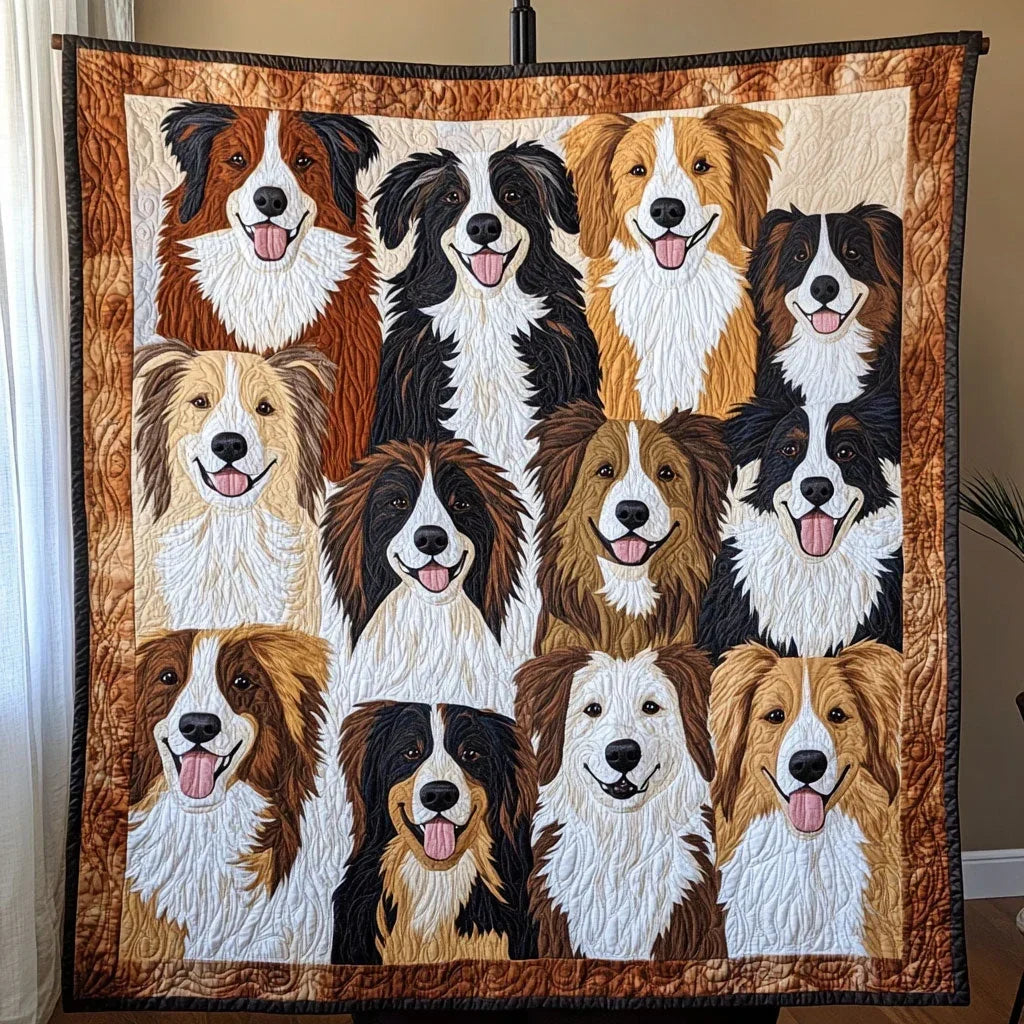 Cozy Border Collie Quilt Blanket