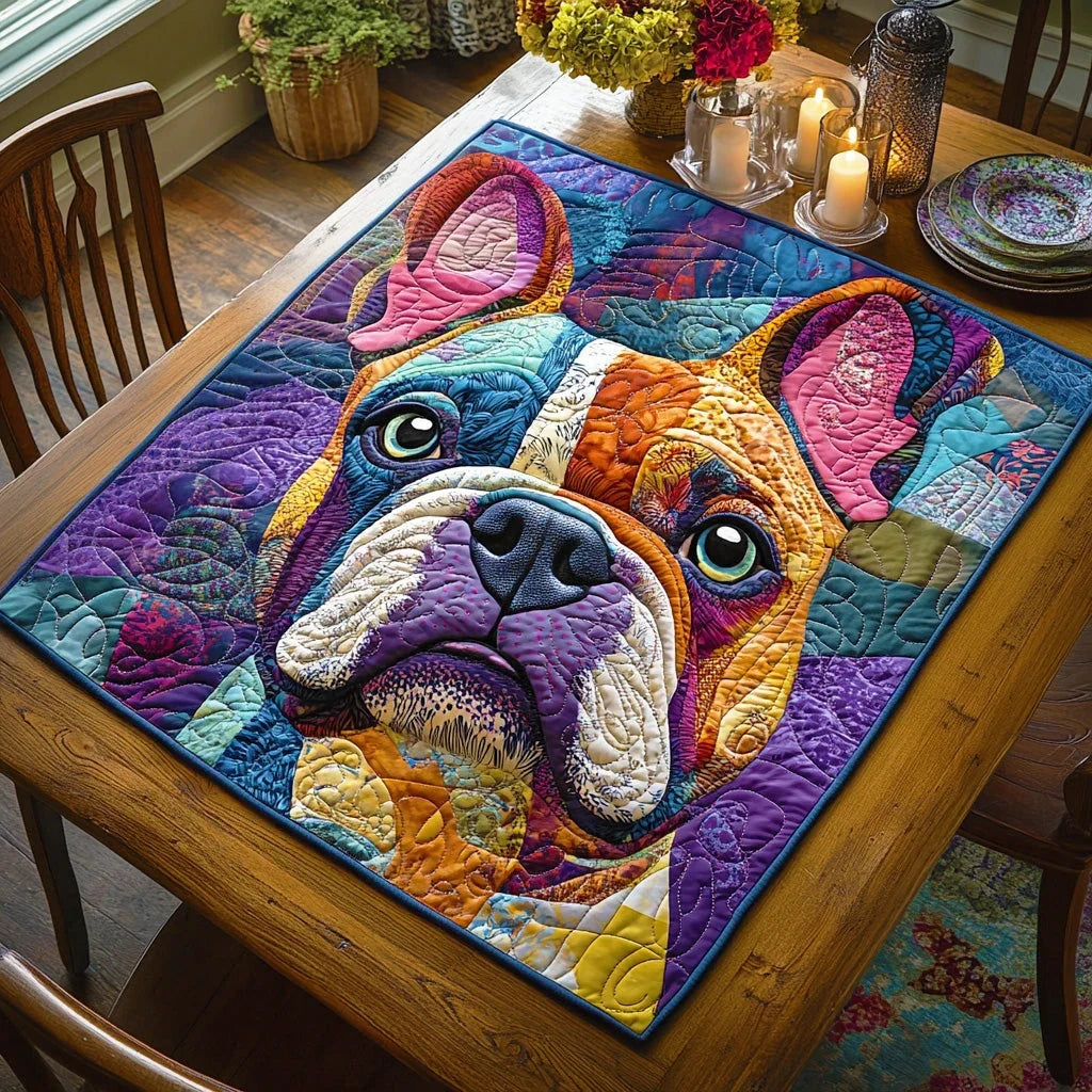 Cozy Bulldog Quilted Table Topper