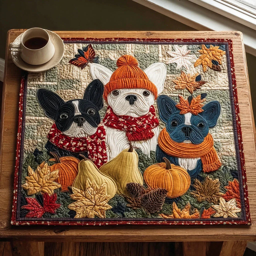 Cozy Bulldogs Crew Quilted Table Topper