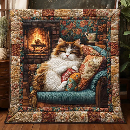 Cozy Cabin Cat Quilt Blanket