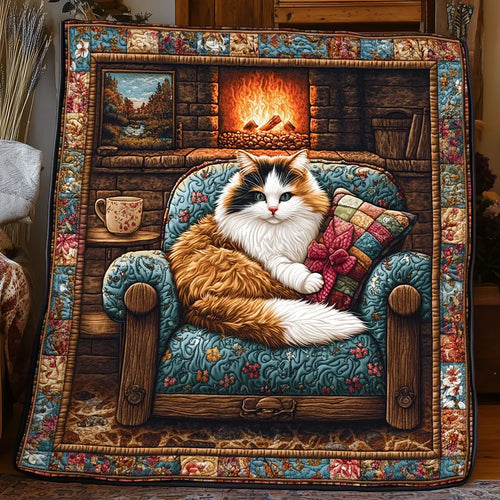 Cozy Cabin Cat Quilt Blanket