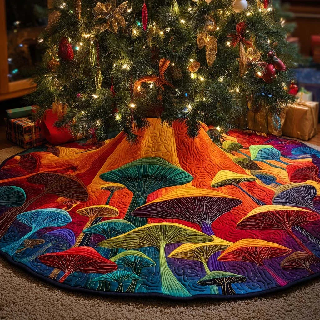 Cozy Cap Christmas Quilted Tree Skirt