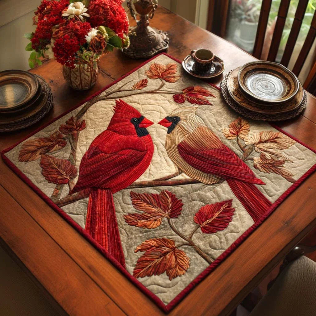 Cozy Cardinals Quilted Table Topper