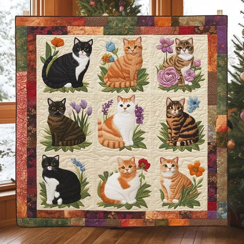 Cozy Cat Bloom Quilt Blanket