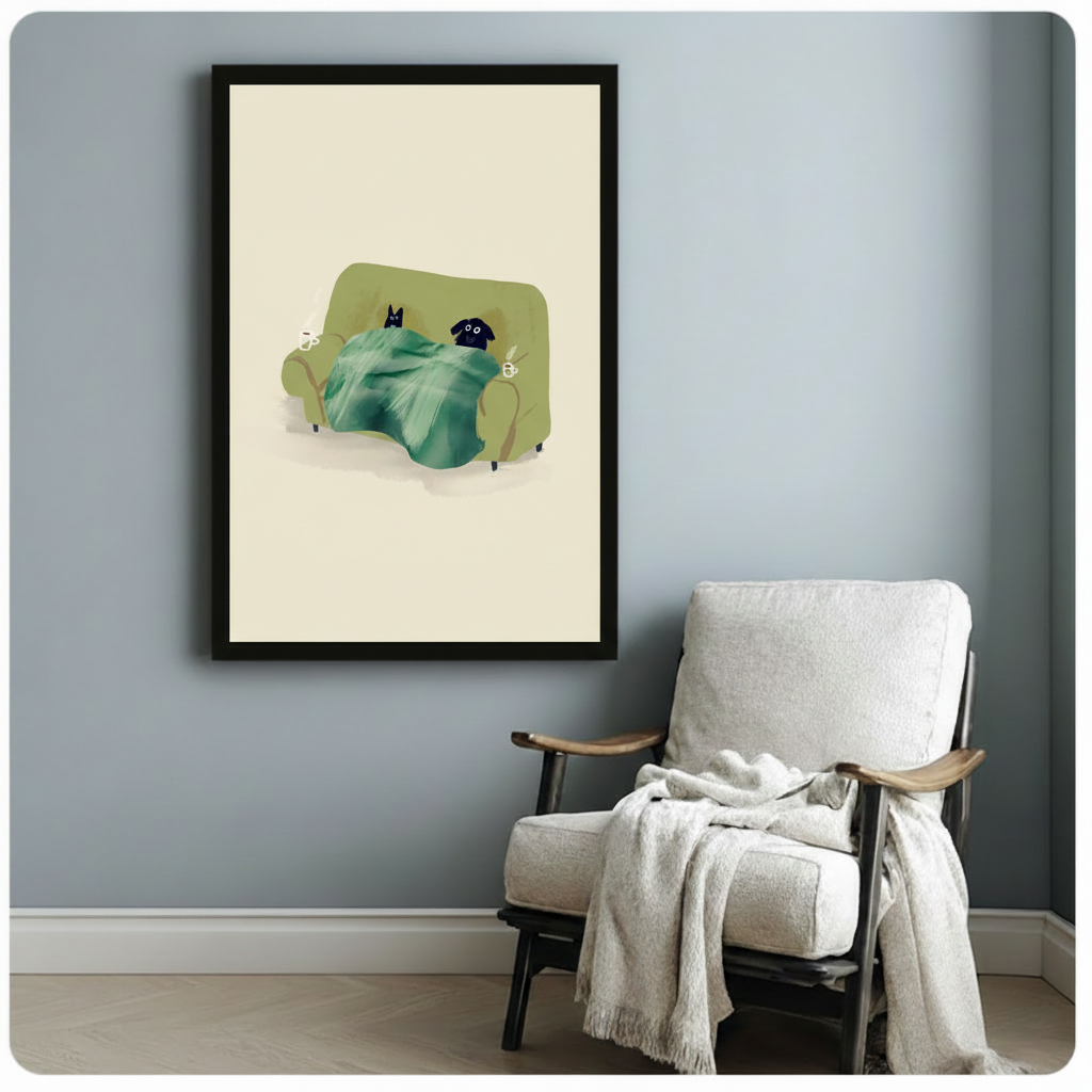 Cat Dog Cozy Sofa Blanket Canvas Wall Art