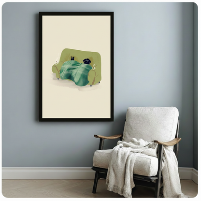 Cat Dog Cozy Sofa Blanket Canvas Wall Art