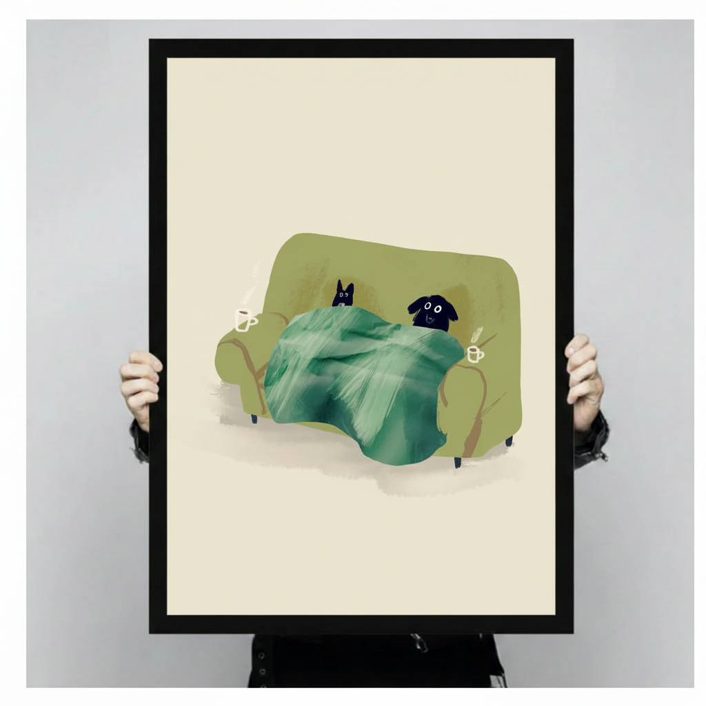 Cat Dog Cozy Sofa Blanket Canvas Wall Art