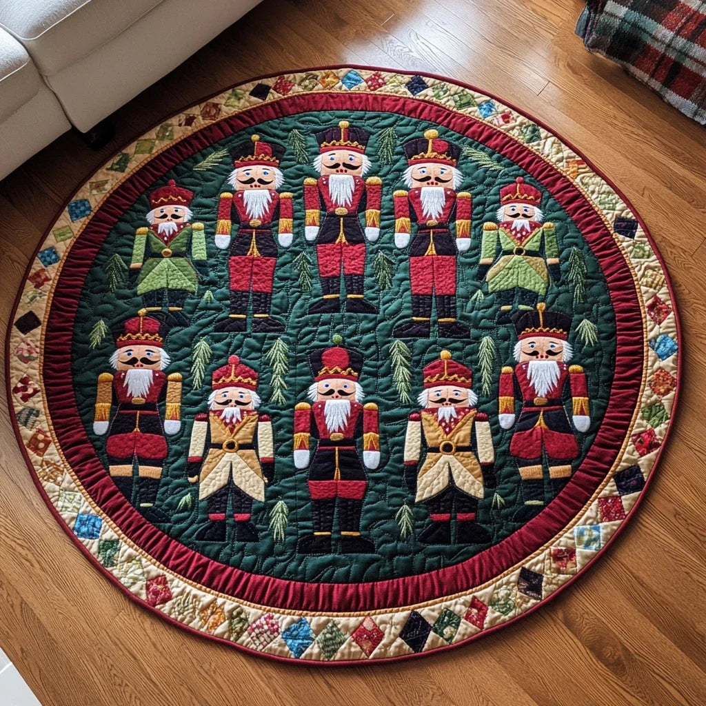 Cozy Christmas Cabin Quilted Round Mat