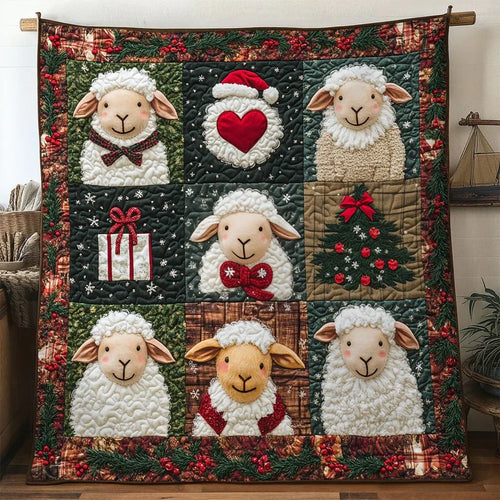 Cozy Christmas Sheep Quilt Blanket
