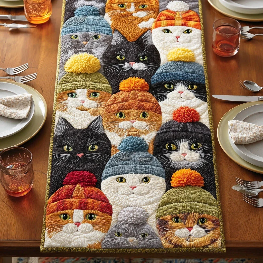 Cozy Color Catnap Quilted Table Runner