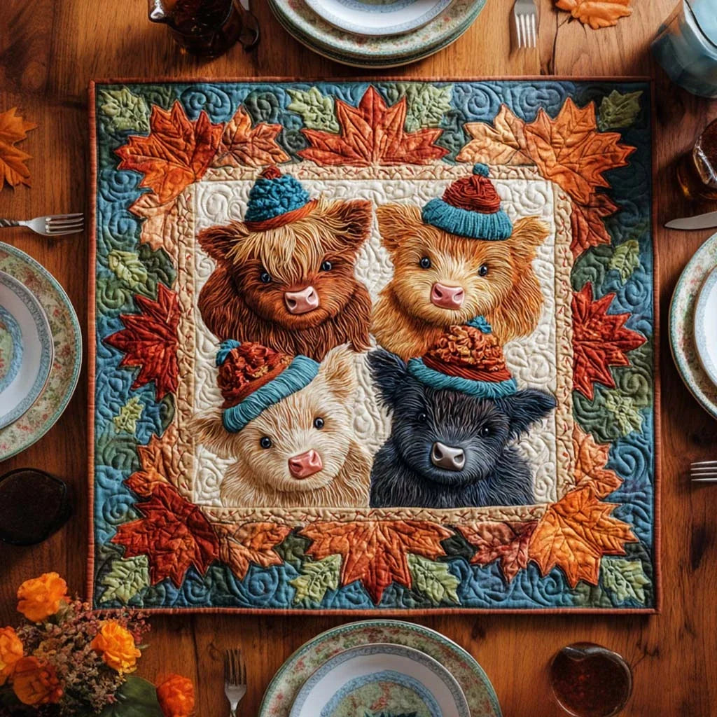 Cozy Cow Vibe Quilted Table Topper