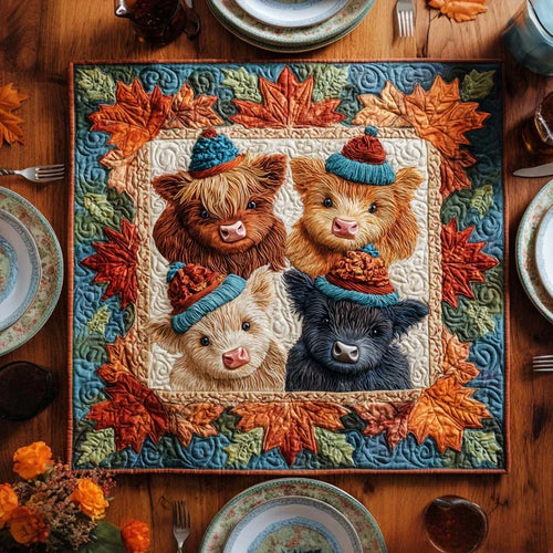 Cozy Cow Vibe Quilted Table Topper