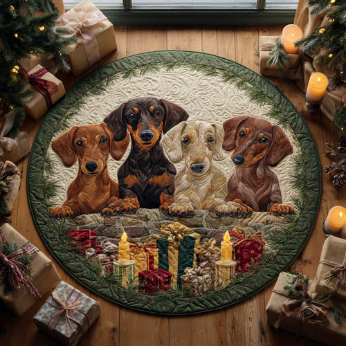 Cozy Dachshund Quilted Round Mat