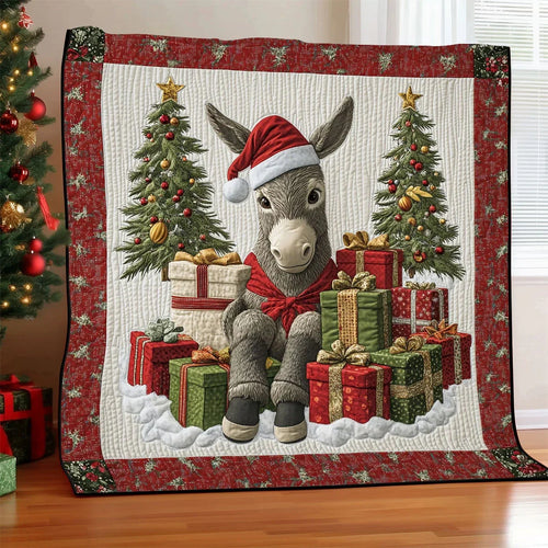 Cozy Donkey Christmas Quilt Blanket