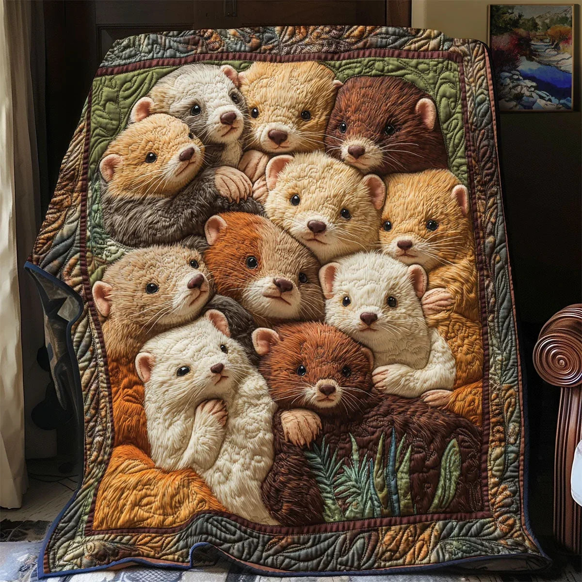 Cozy Ferret Quilt Blanket