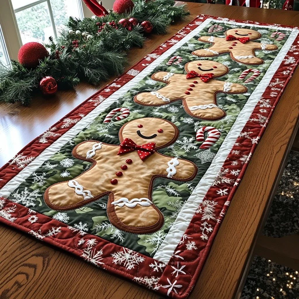 Cozy Gingerbread Quilted Table Runner
