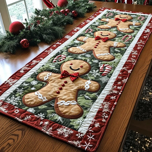 Cozy Gingerbread Quilted Table Runner